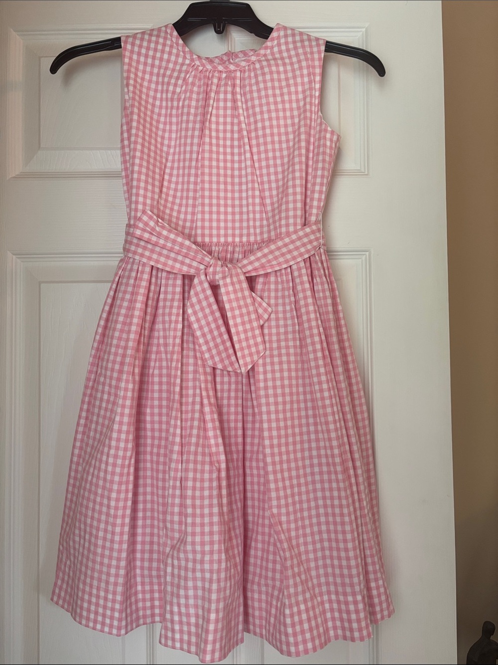 Kayce Hughes Girls Pink Gingham Belted Party Dress